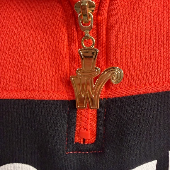 Cakeworthy Willy Wonka Bar Women's Bold Red and Black Sweatshirt Quarter Zip - Picture 5 of 10